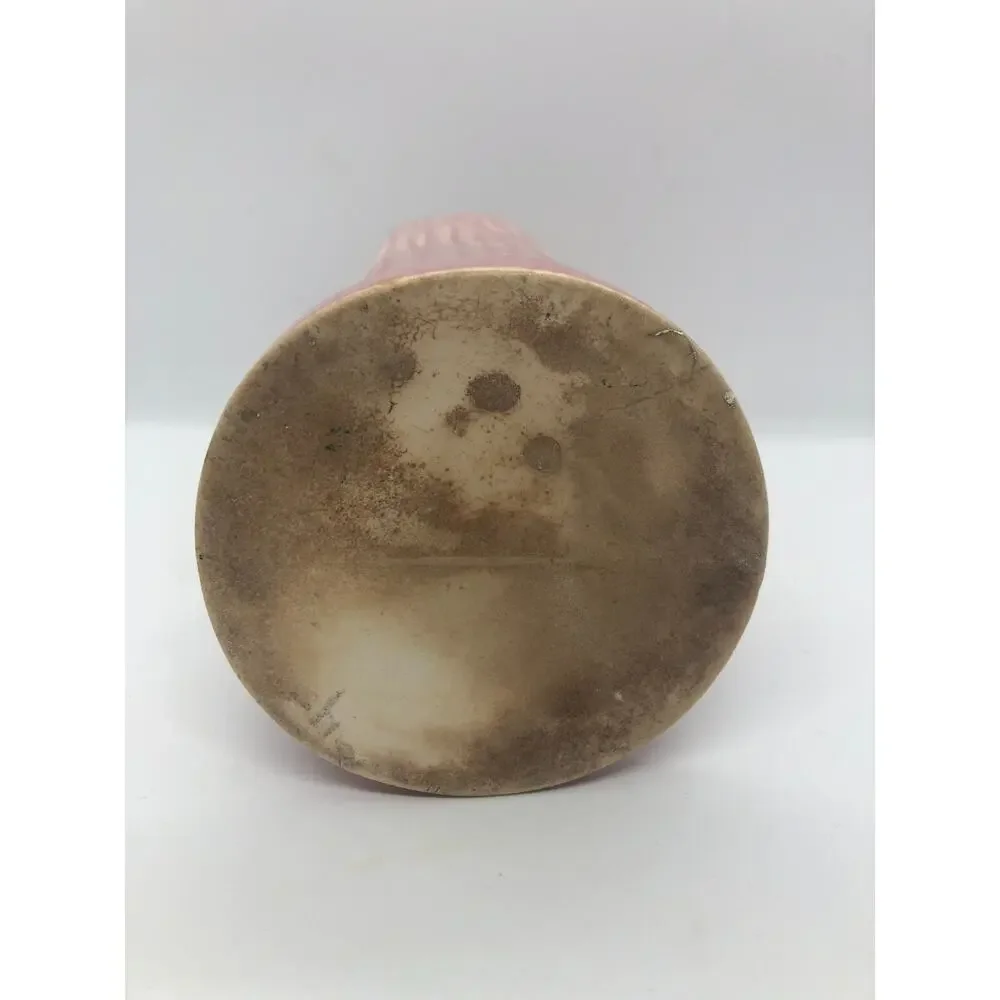 Vintage Retro MCM Pink Tree Stump Heart Hugging Boy Girl Shawnee Pottery Vase